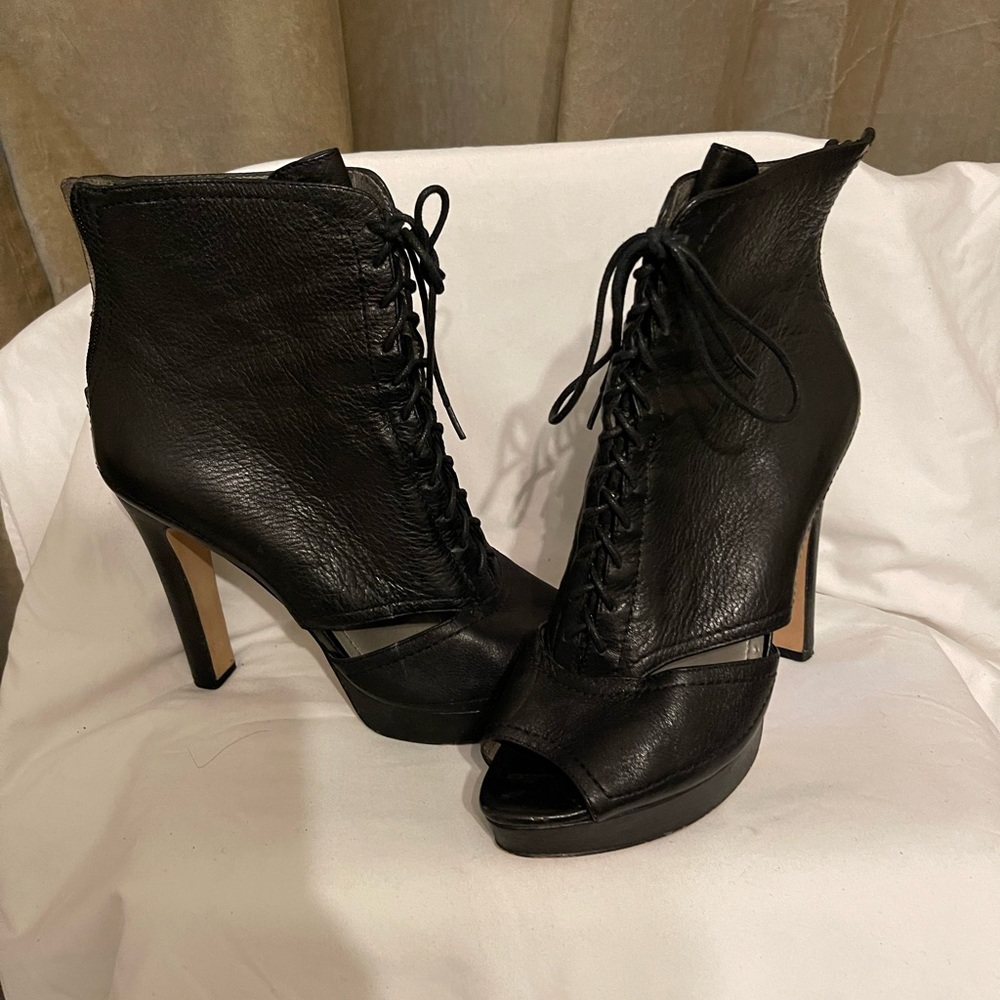Black peep toe platform bootie